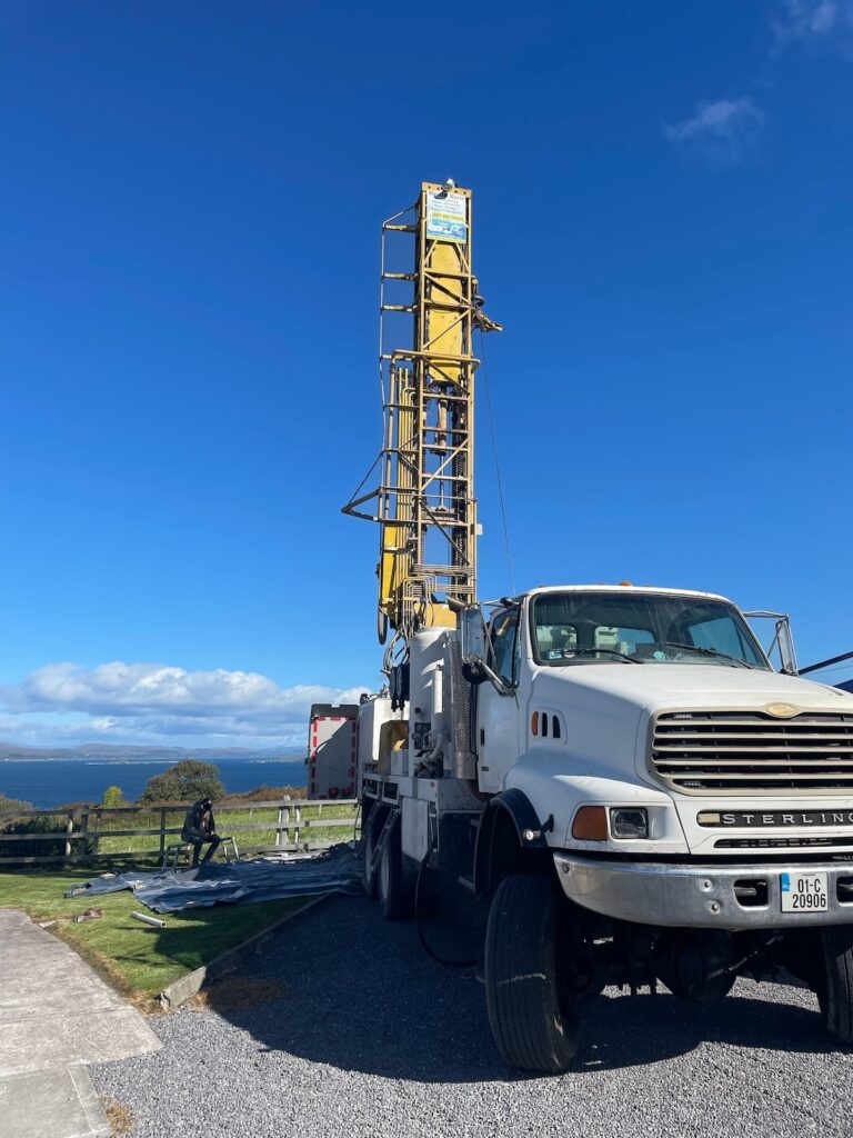 Well drilling rig set up on site in Cork