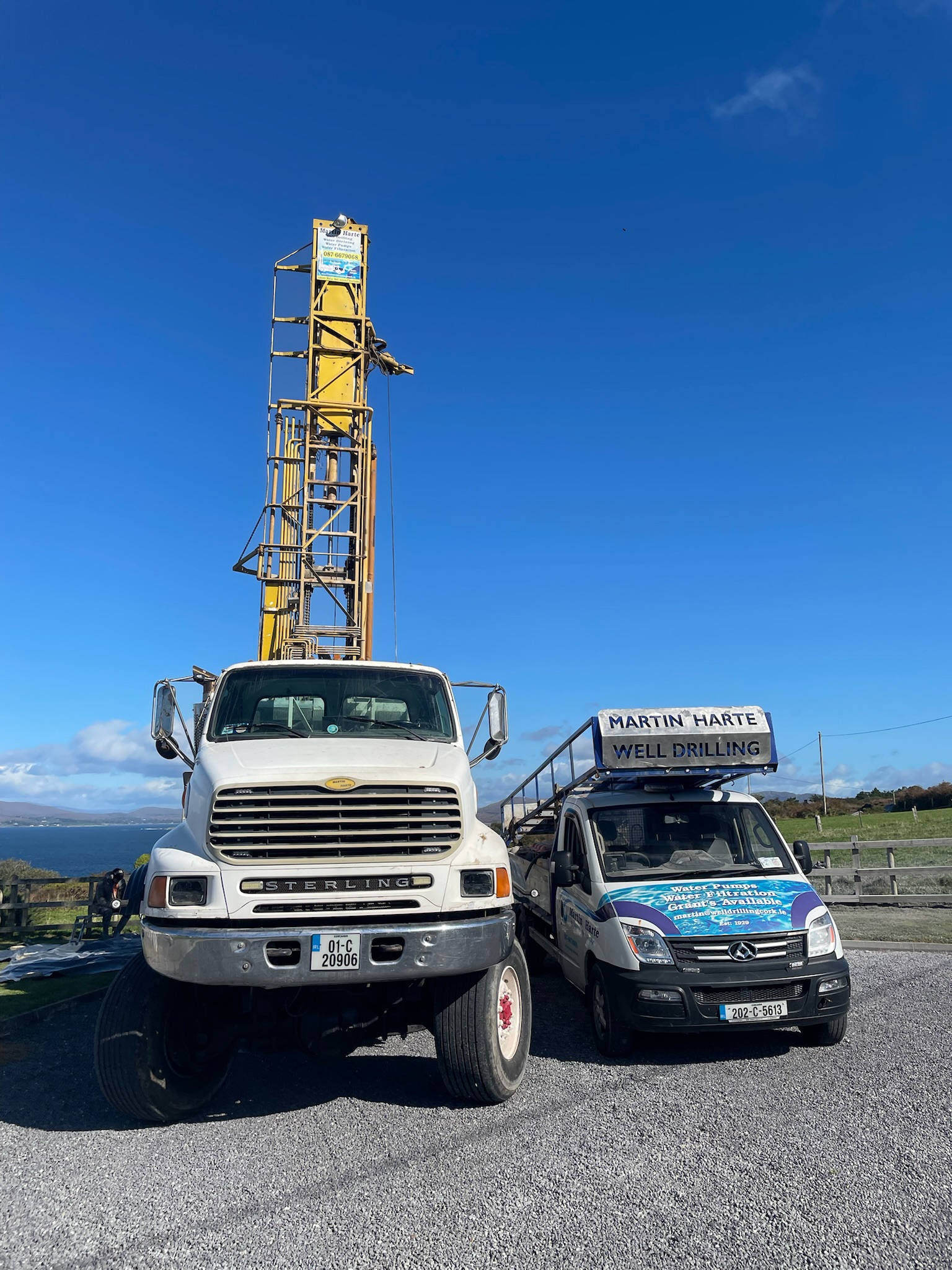 Well drilling rig set up on site in Cork
