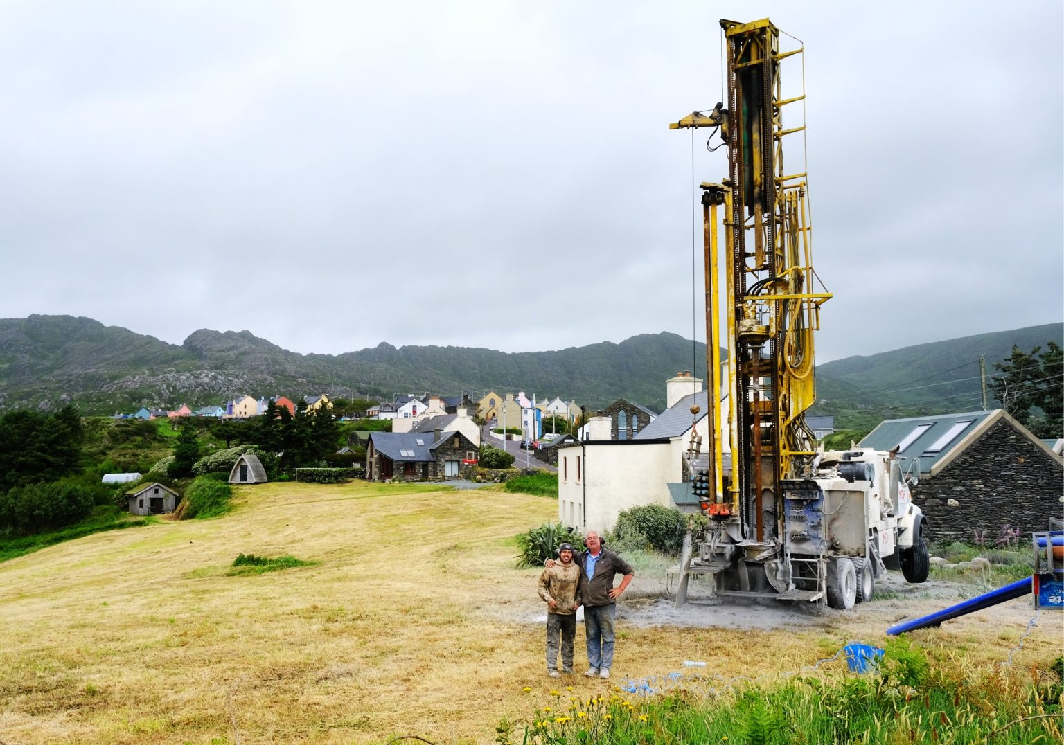 Well drilling rig set up on site in Cork